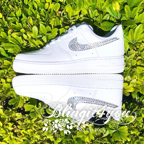 Bling 2 swooshes Swarovski crystal Nike AF1 shoes - Picture 2 of 8